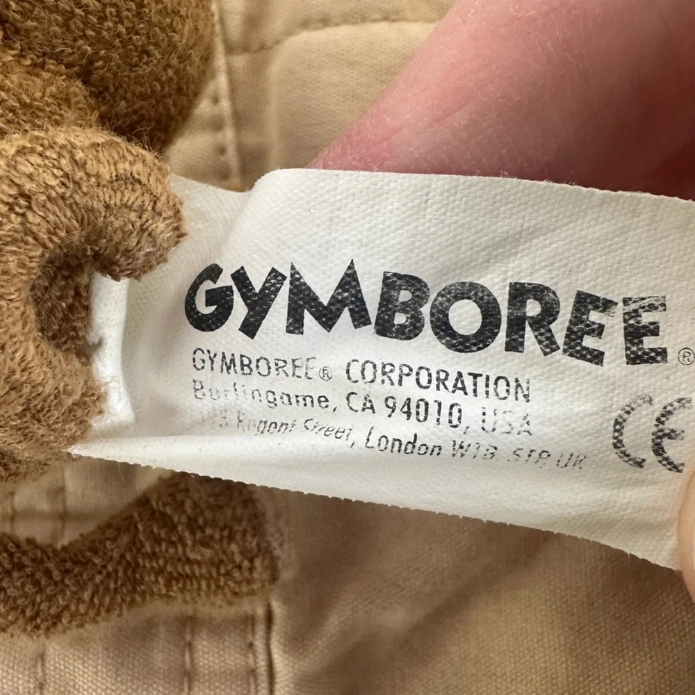 VTG Gymboree Monkey Pocket Pal‎ Tan Khaki Shorts Shortalls Overalls 6-9 months